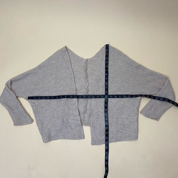 Unbranded Gray Long Sleeve Cropped Cardigan Sweater Knitted Open Front Wool - Picture 7 of 7